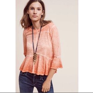 Anthropologie Akemi + Kin Orange Flowy Peplum Ombre Tunic Top